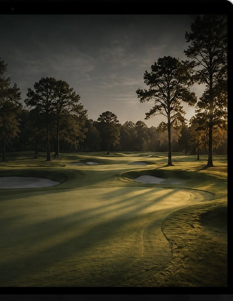 Golf course at dusk